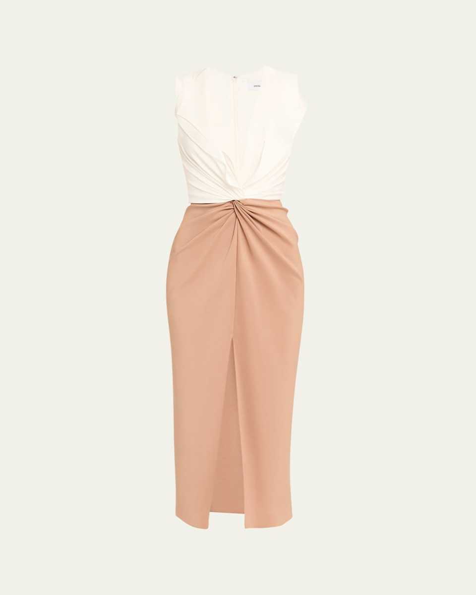 Lili Bi-Color Twist Midi Dress